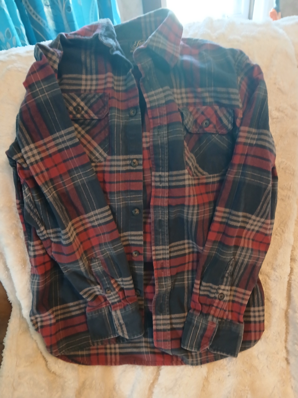 Jachs Red and Navy Plaid Casual Button-Down Shirt
